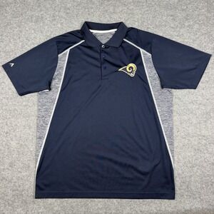 Antigua LA Rams Polo Shirt Size L Large Blue Gray Golf NFL Football Mens